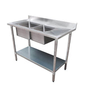 Modular Systems Economic Stainless Steel Double Sink Bench 1200mm to 2400mm - 6-DSB & 7DSB
