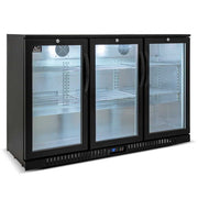 AG Three Door Bar Fridge - Black Body & Doors 320L - BEER3