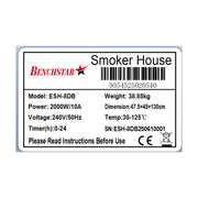Benchstar Smoker/Dehydrator Combination Unit - ESH-8DB
