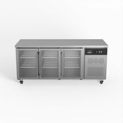 AG Three Door Commercial Glass Door Worktop / Under Bench Display Fridge 700mm Depth 417L - GNX3100TNG