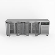 AG Commercial Four Glass Door Worktop / Under Bench Display Fridge 700mm Depth 553L - GNX4100TNG
