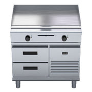 Waldorf 800 Series 900mm Electric Griddle Low Back Version - Refrigerated Base - GPL8900E-RB