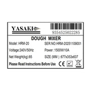 Yasaki Tilting Head Dough Mixer - HRM-20