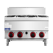 Gasmax Benchtop Natural Gas 4 Burner Cooktop with Splashback - JUS-TR-4B