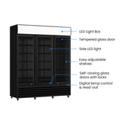 Thermaster 3 Glass Door Colourbond Upright Drink Fridge 1203L - LG-1203BP