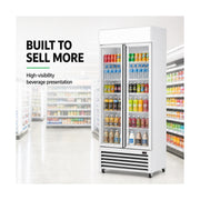 Thermaster Double Glass Door Colourbond Upright Drink Fridge 580L - LG-580P