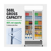 Thermaster Double Glass Door Colourbond Upright Drink Fridge 580L - LG-580P