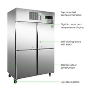 Thermaster Tropical 4 x Half Door SS Freezer - SUF1000