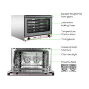 ConvectMax Heavy Duty Stainless Steel Convection Oven w/ Press Button Steam - YXD-8AE