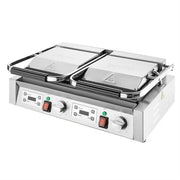 Apuro Double Contact Grill Ribbed Plates with Timer - CU611-A