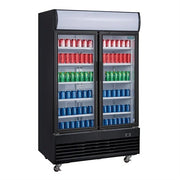 Polar G-Series 2 Door Upright Hinged Door Display Cooler with Light Box 950L Black - GM813-A