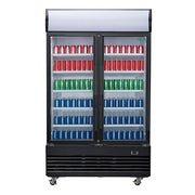 Polar G-Series 2 Door Upright Hinged Door Display Cooler with Light Box 950L Black - GM813-A