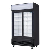 Polar G-Series 2 Door Upright Sliding Door Display Cooler with Light Box 950L Black - GM814-A