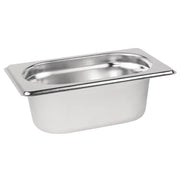 Vogue Stainless Steel Gastronorm Tray 1/9 (65 to 150mm Depths) - Depth: 65mm | Capacity: 1L | Code: DN730
