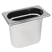 Vogue Stainless Steel Gastronorm Tray 1/9 (65 to 150mm Depths) - Depth: 150mm | Capacity: 2.2L | Code: DN729