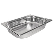 Vogue Stainless Steel Perforated 1/2 Gastronorm Tray (65 to 100mm Depths) - Depth: 100mm | Capacity: 5.5L | Code: DN702