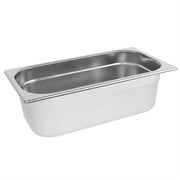 Vogue Stainless Steel Gastronorm Tray 1/3 (65 to 200mm Depths) - Depth: 100mm | Capacity: 3.7L | Code: DN716