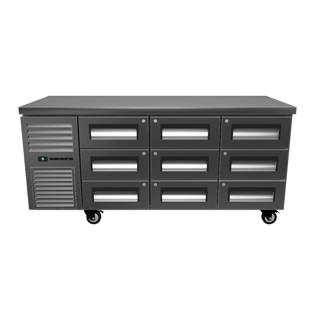 SKOPE ReFlex 9 Drawer Underbench GN 1/1 Fridge - RF7.UBR.3.D9 - 3D model (Stainless Steel)