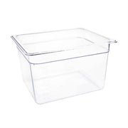 Vogue Clear Polycarbonate Gastronorm Tray 1/2 (65 to 200mm Depths) - Depth: 200mm | Capacity: 11L | Code: U231