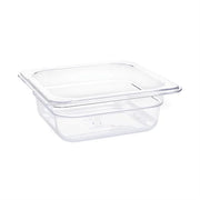 Vogue Clear Polycarbonate Gastronorm Tray 1/6 (65 to 150mm Depths) - Depth: 65mm | Capacity: 1L | Code: U239