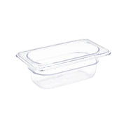 Vogue Clear Polycarbonate Gastronorm Tray 1/9 (65 to 100mm Depths) - Depth: 65mm | Capacity: 600ml | Code: U242