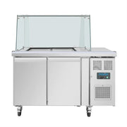 Polar U-Series GN Saladette Counter with Square Sneeze Guard 2 Door - UA017-A