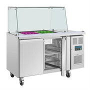 Polar U-Series GN Saladette Counter with Square Sneeze Guard 2 Door - UA017-A