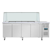 Polar U-Series GN Saladette Counter with Square Sneeze Guard 4 Door - UA019-A