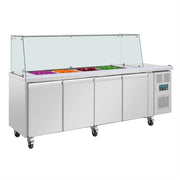 Polar U-Series GN Saladette Counter with Square Sneeze Guard 4 Door - UA019-A