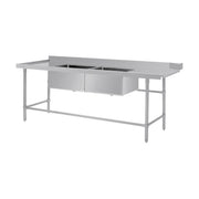 Vogue Dishwasher Inlet Table with Double Bowl Sink 90mm outlet 2400x700x960mmL/H - DE475