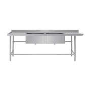 Vogue Dishwasher Inlet Table with Double Bowl Sink 90mm outlet 2400x700x960mmL/H - DE475