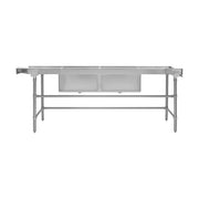 Vogue Dishwasher Inlet Table with Double Bowl Sink 90mm outlet 2400x700x960mmL/H - DE475