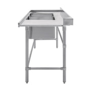 Vogue Dishwasher Inlet Table with Double Bowl Sink 90mm outlet 2400x700x960mmL/H - DE475
