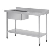 Vogue Single Bowl Sink R/H Drainer 1200mm 90mm Drain - HC903