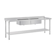 Vogue Double Bowl Sink Double Drainer 2400mm 90mm Drain - HC909