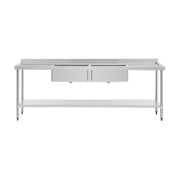 Vogue Double Bowl Sink Double Drainer 2400mm 90mm Drain - HC909