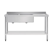 Vogue Double Bowl Sink R/H Drainer 1500mm x 700mm 90mm Drain - HC916