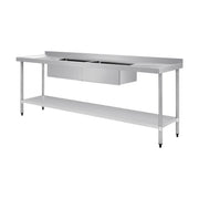 Vogue Double Bowl Sink Double Drainer 2400mm x 700mm 90mm Drain - HC921