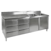 Modular Systems Stainless Steel Kitchen Tidy Cabinet with Double Sinks 1800 to 2400mm - DSC - Right Side / 2400(W) x 700(D) x 1050(H)mm