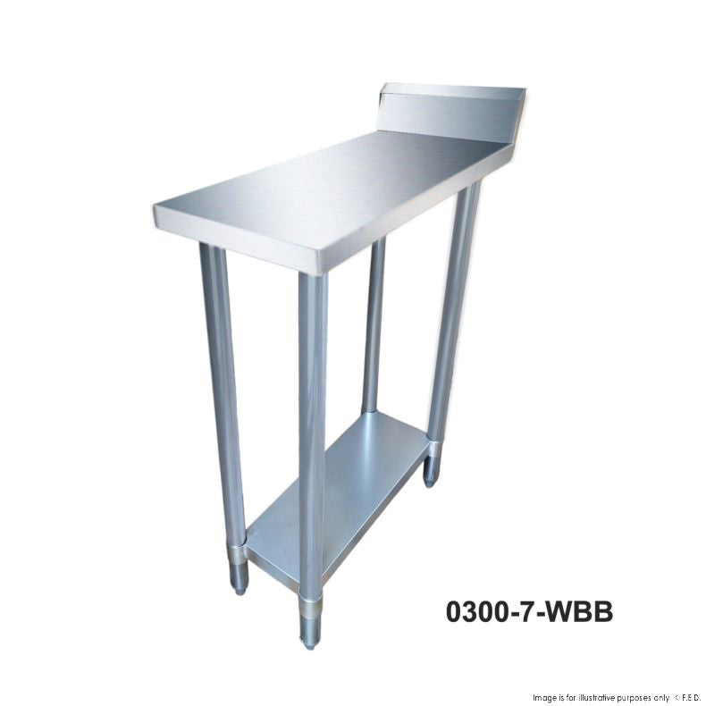 Modular Systems Economic Stainless Steel Table with Splashback 600mm to 2400mm - 6-WBB & 7-WBB - 300(W) x 700(D) x 900(H)mm