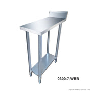 Modular Systems Economic Stainless Steel Table with Splashback 600mm to 2400mm - 6-WBB & 7-WBB - 300(W) x 700(D) x 900(H)mm