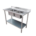 Modular Systems Economic Stainless Steel Double Sink Bench 1200mm to 2400mm - 6-DSB & 7DSB