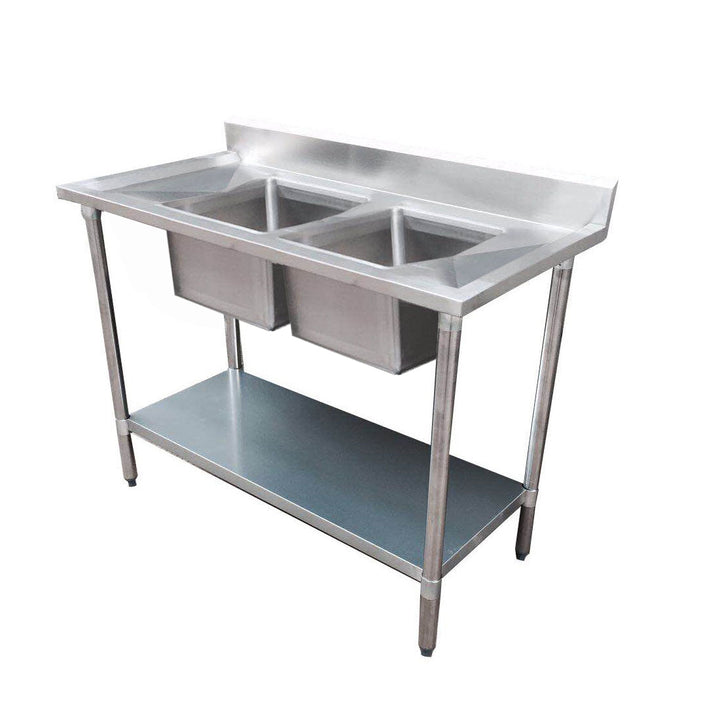 Modular Systems Economic Stainless Steel Double Sink Bench 1200mm to 2400mm - 6-DSB & 7DSB