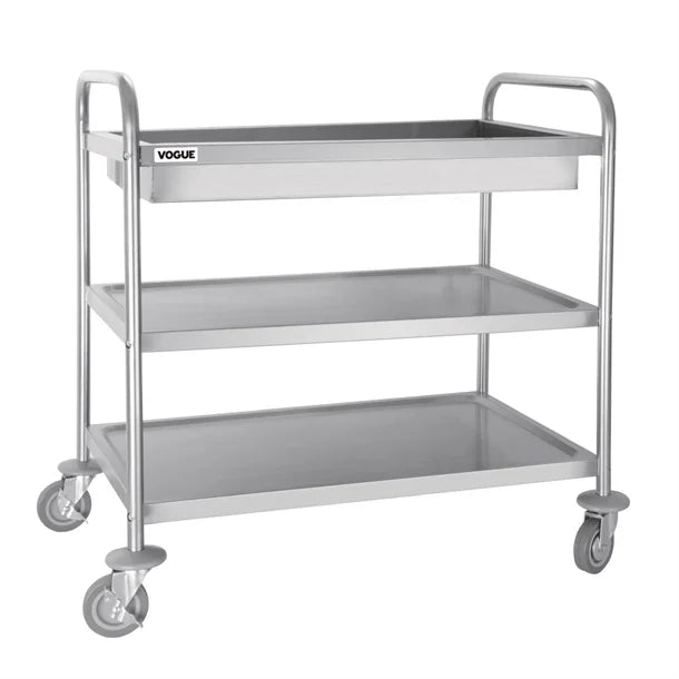 Vogue Stainless Steel 3 Tier Deep Tray Clearing Trolley - CC365