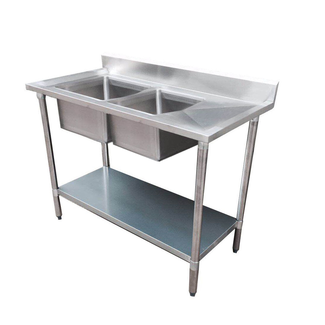 Modular Systems Economic Stainless Steel Double Sink Bench 1200mm to 2400mm - 6-DSB & 7DSB