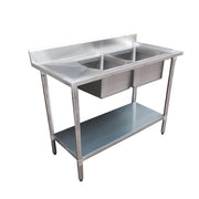 Modular Systems Economic Stainless Steel Double Sink Bench 1200mm to 2400mm - 6-DSB & 7DSB