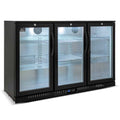 AG Three Door Bar Fridge - Black Body & Doors 320L - BEER3