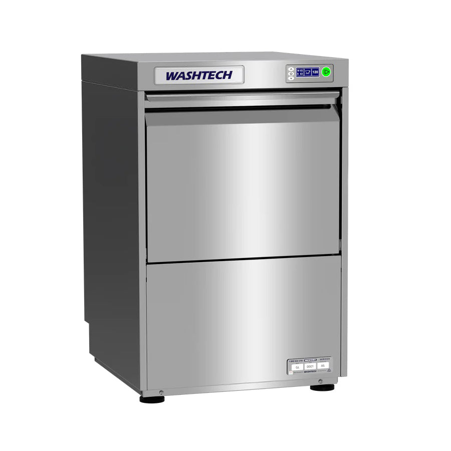 Washtech Premium Fully Insulated Undercounter Glasswasher & Dishwasher 450mm Rack - GL - Stainless Steel
