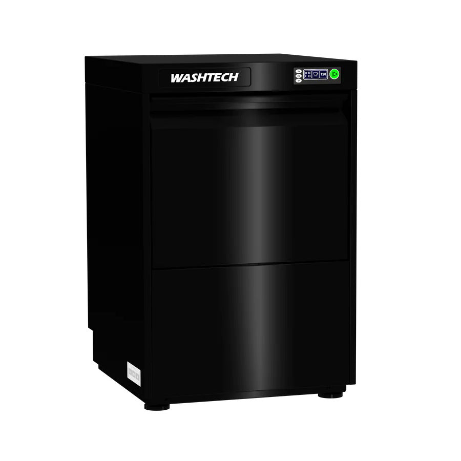 Washtech Premium Fully Insulated Undercounter Glasswasher & Dishwasher 450mm Rack - GL - Black Stainless Steel