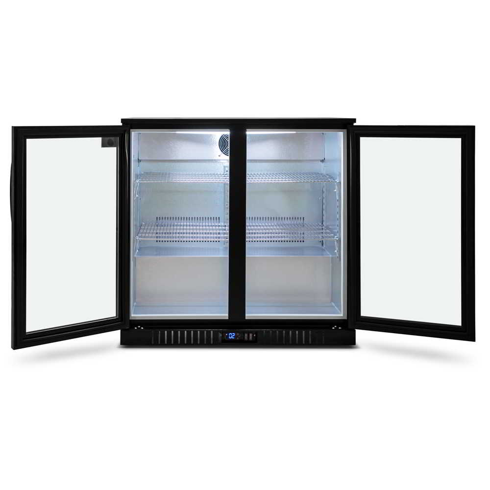 AG Twin Door Bar Fridge - Black Body & Doors 220L - BEER2